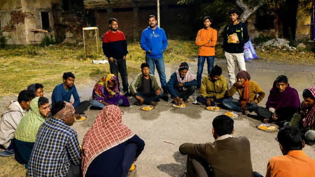 Community Driven — Volunteers Serving Meals in Circle